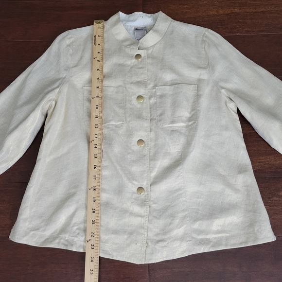 Chico's Reversible Linen Jacket Chico's 1/Women's 8/10 Gold & Tan Paisley Print - Picture 11 of 12